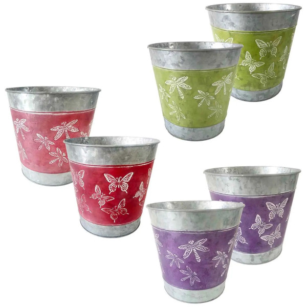 VCS Planter Pail 9.00 Butterfly / Dragonfly - 12 per case - Decorative Planters